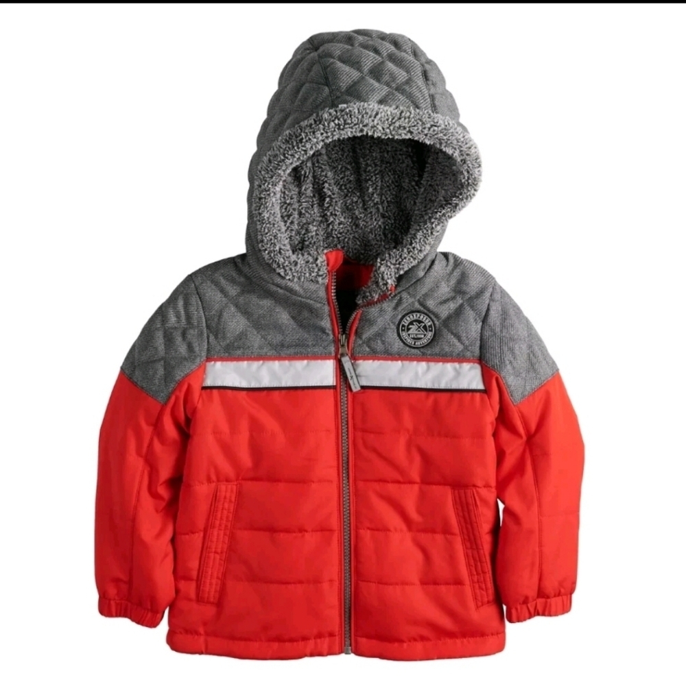 ZeroXposur Red Toddler Boy Winter Jacket Puffer Coat Sherpa-Lined Size 4T